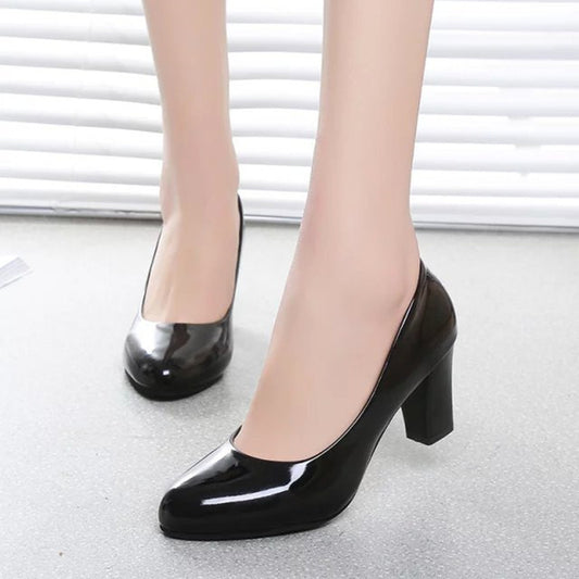 Women's Nude Chunky Heel Pointed Toe High Heels