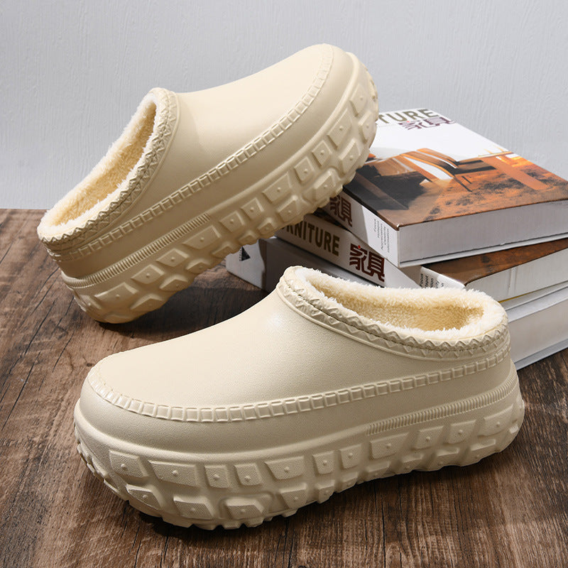 Women's Resin Sole Fur-Lined Cotton Slippers for Comfort