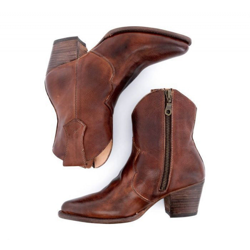 All-Matching High Heel Chunky Short Boots