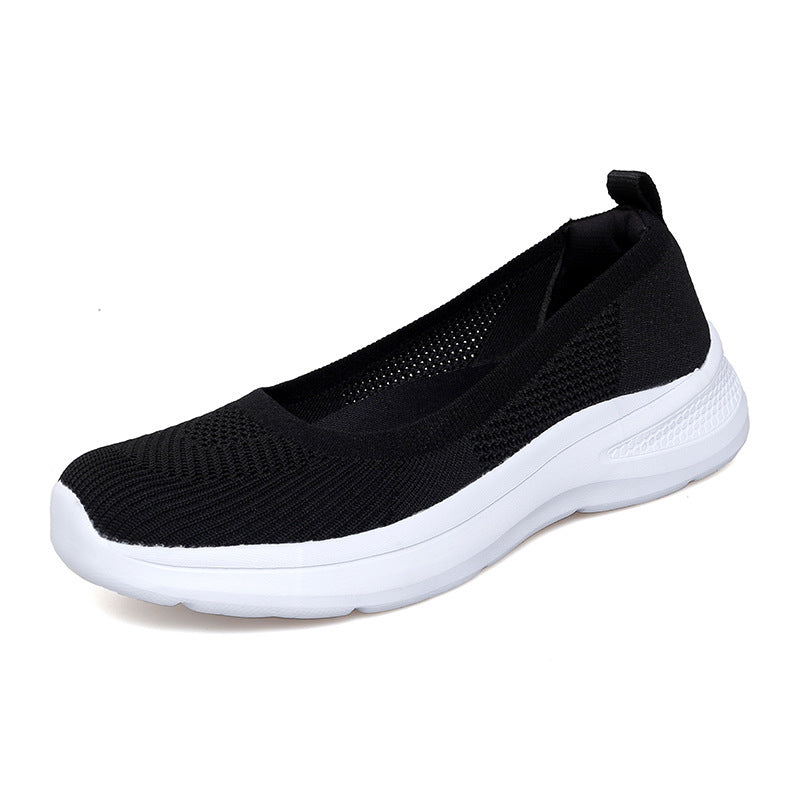 Women's Breathable Slip-On Cloth Shoes for Middle-Aged and Elderly, Flat Style