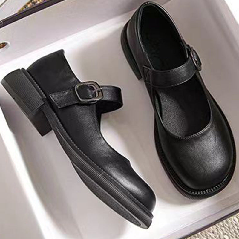 Japanese Style Mary Jane Dress Shoes with Buckle for Middle School Students