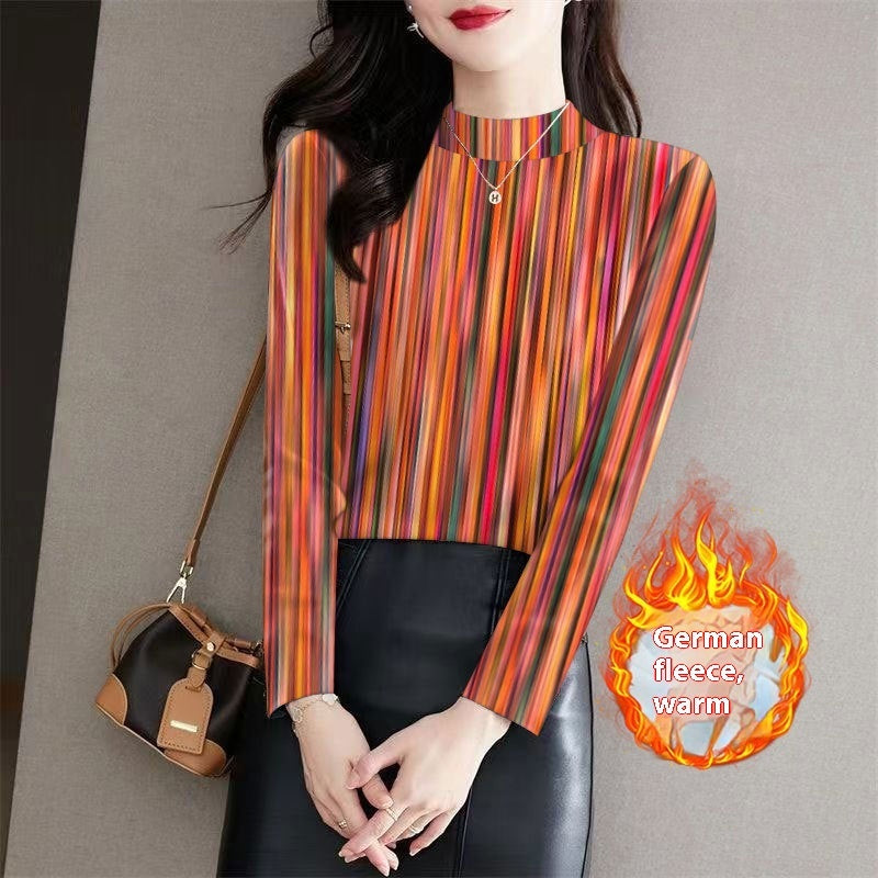 Women's Half Turtleneck Printed Outerwear Bottoming Shirt