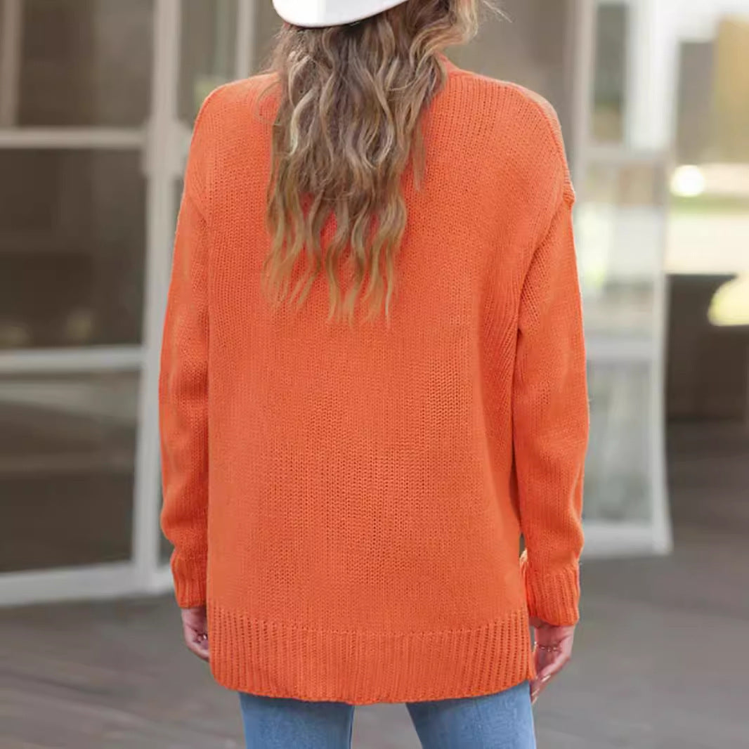 Women's Knitted Mid-Length Long Sleeve Sweater Coat