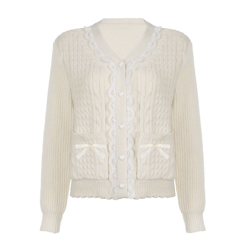 French Style Lace Sweater for a Gentle and Elegant Look