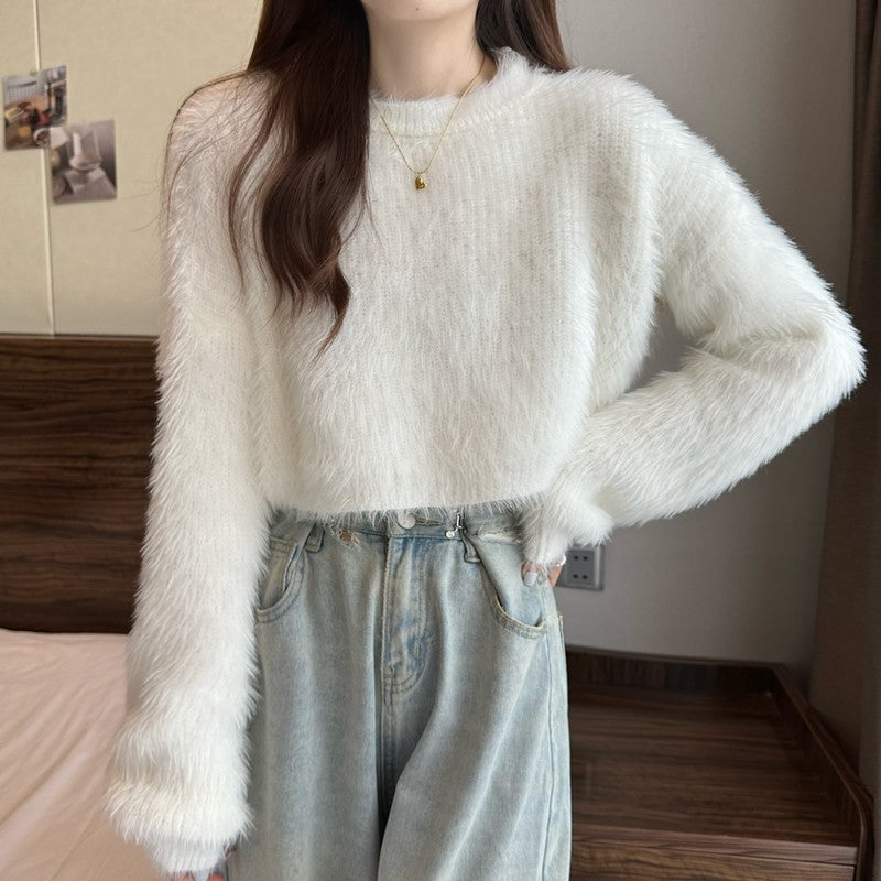 Women's Loose-Fit Mink-Like Wool Knitted Top