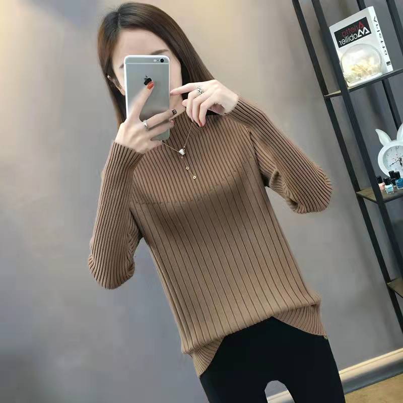 Slimming Half-Turtleneck Knitted Sweater