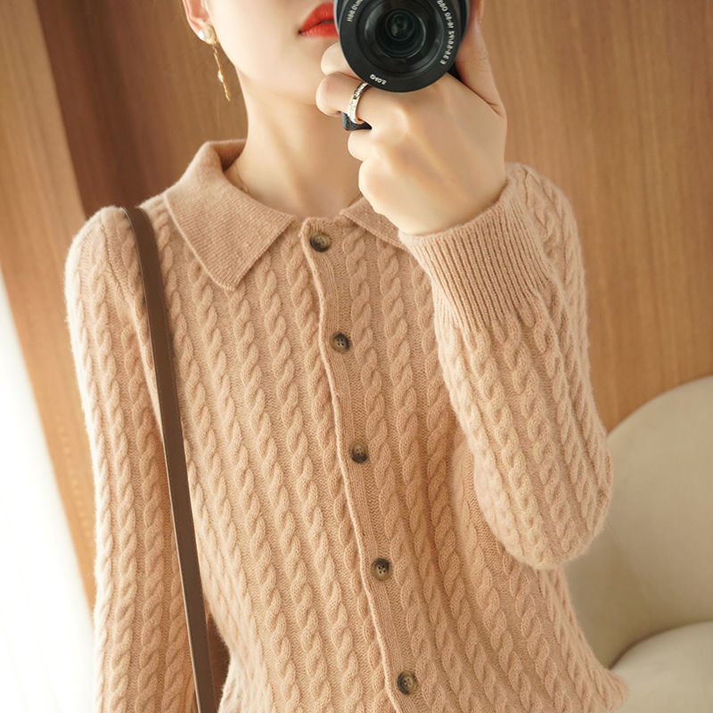 Spring & Autumn Western-Style Lapel Knitted Sweater