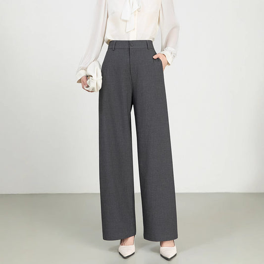 Cotton And Linen High Waist Suit Straight Wide-leg Pants