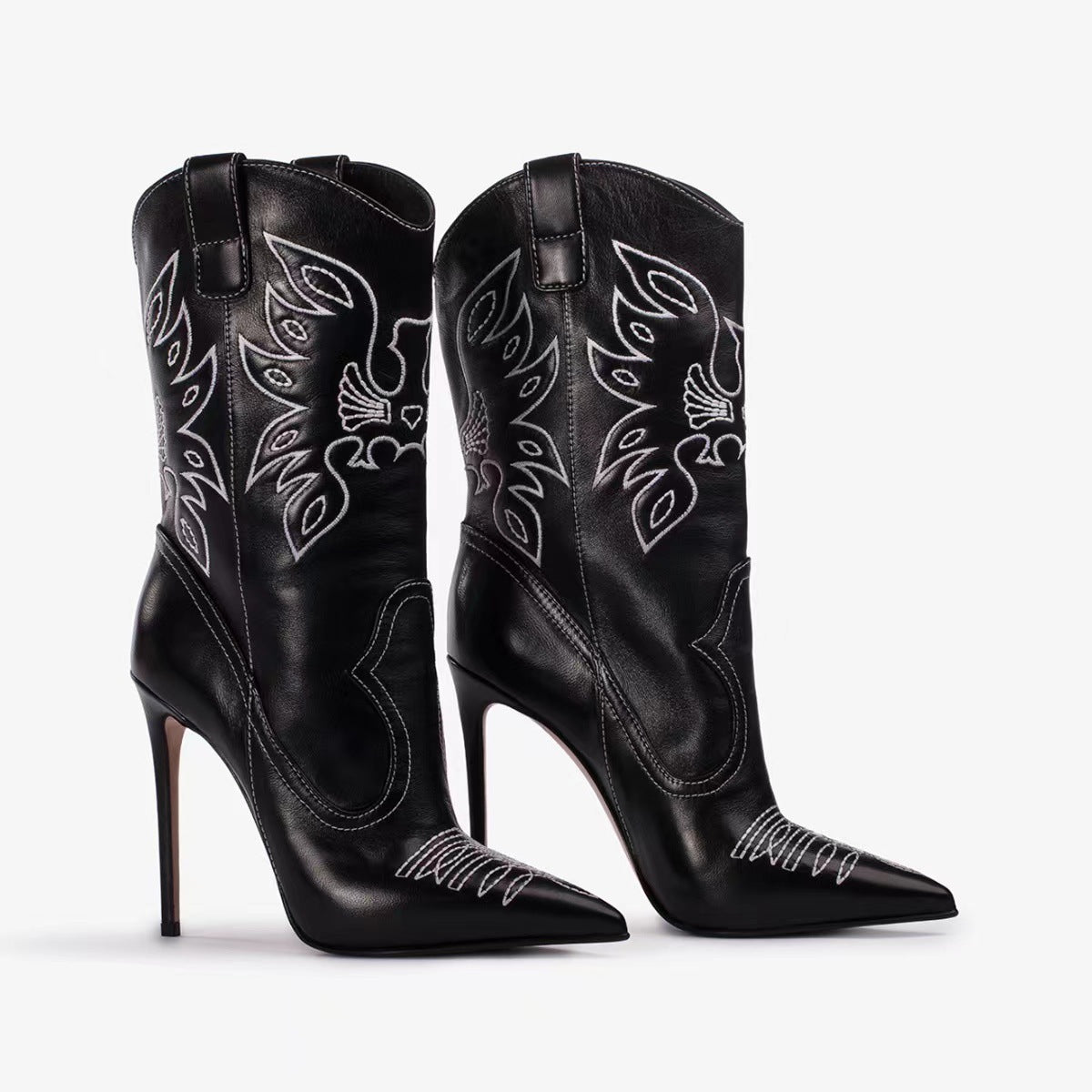 Women's High-Heel Western-Style Denim Fashion Boots