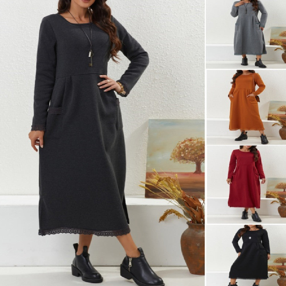 Women's Fashion Loose-Fit Fleece-Lined Casual Dress