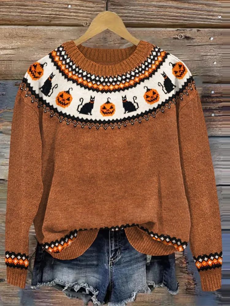 Women's Fashionable Round Neck Long Sleeve Sweater