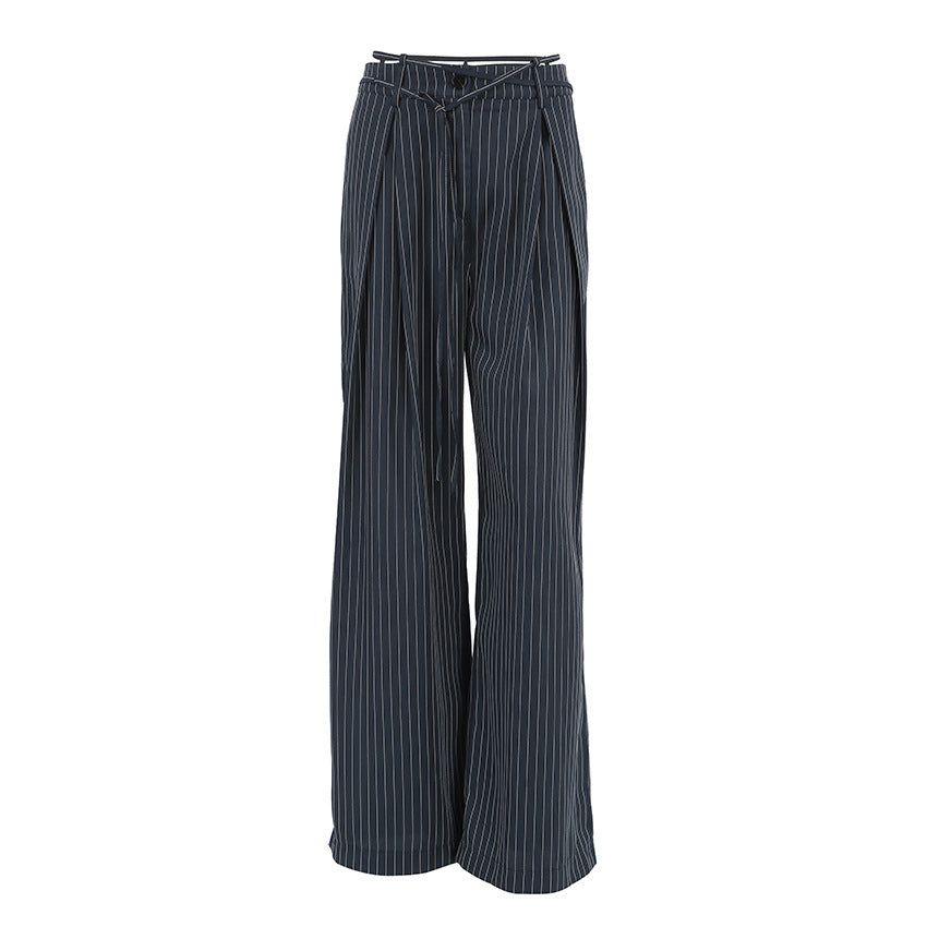 High-Waisted Striped Loose-Fit Pants