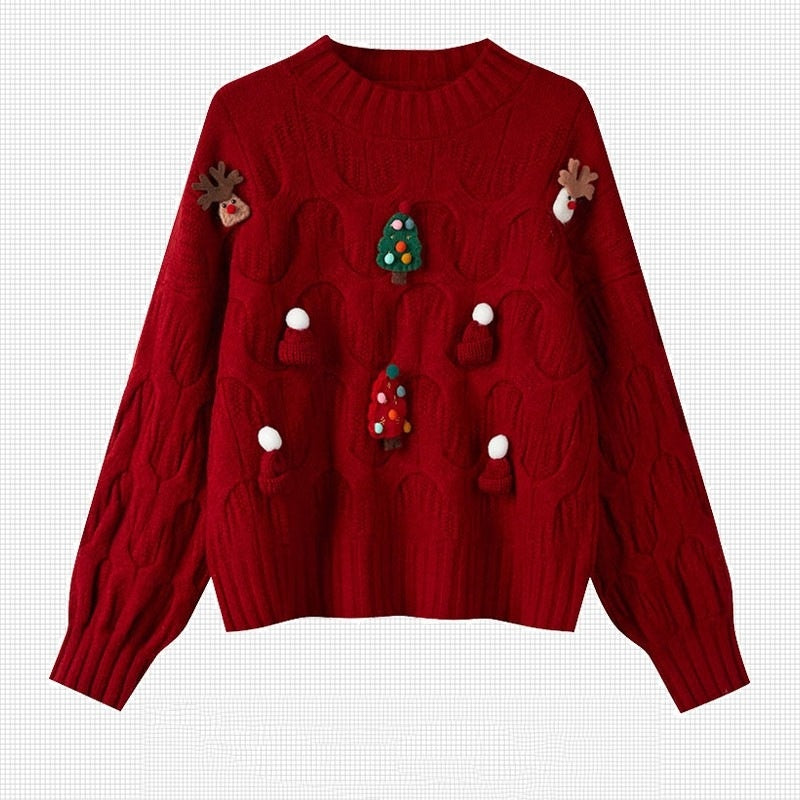 Christmas 3D Decorative Knitwear Top