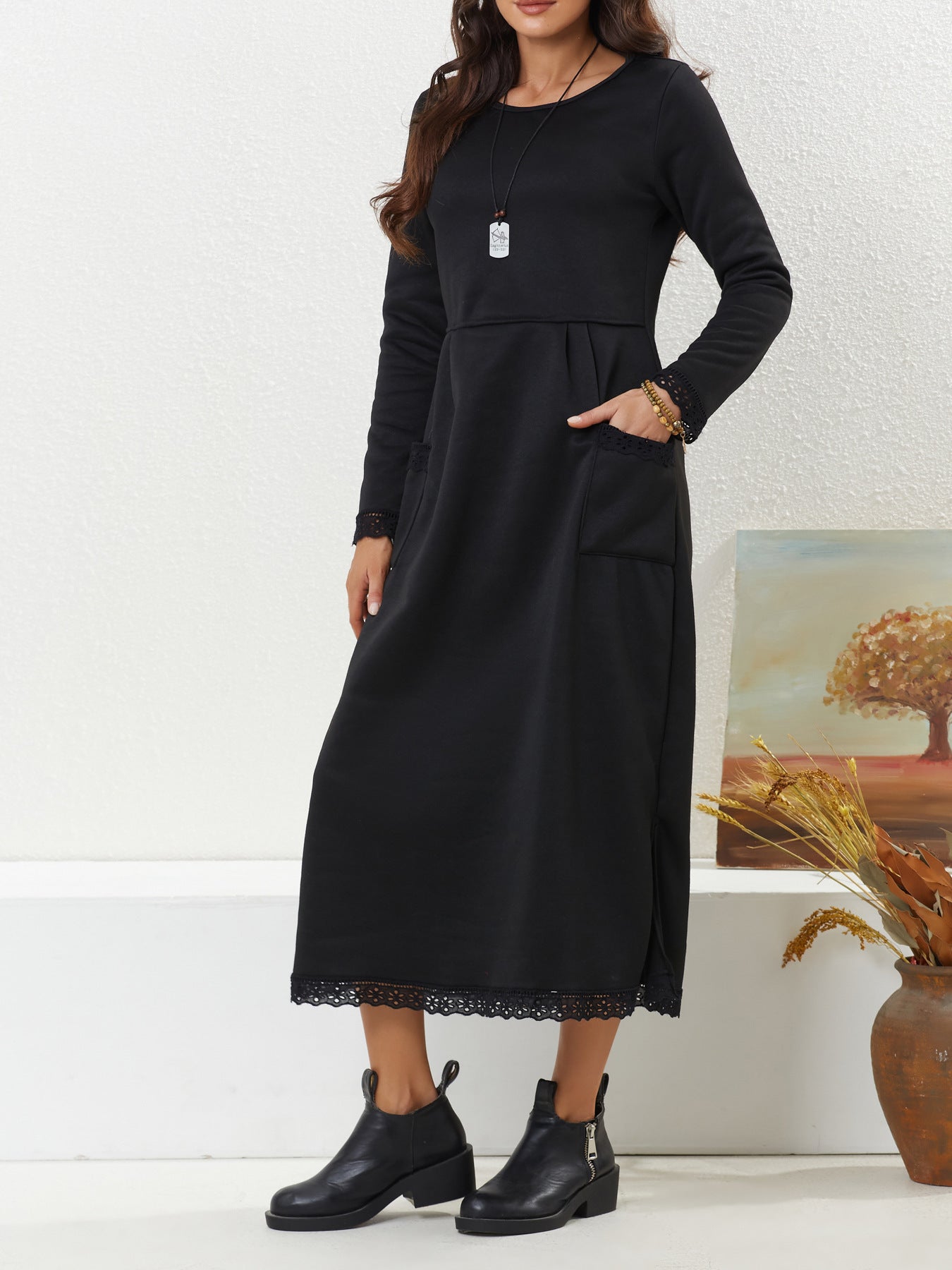 Women's Fashion Loose-Fit Fleece-Lined Casual Dress