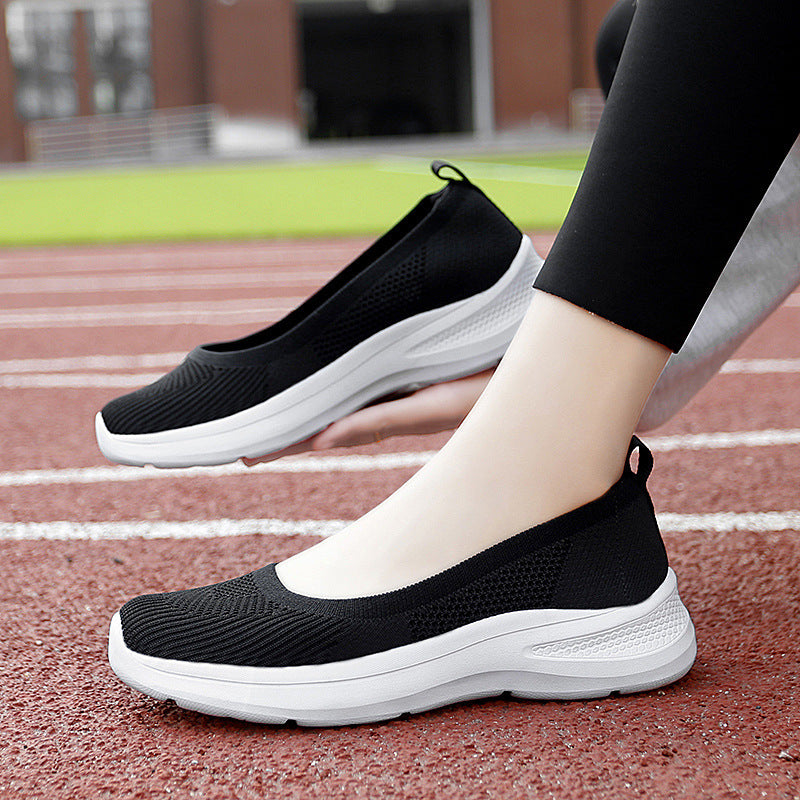 Women's Breathable Slip-On Cloth Shoes for Middle-Aged and Elderly, Flat Style