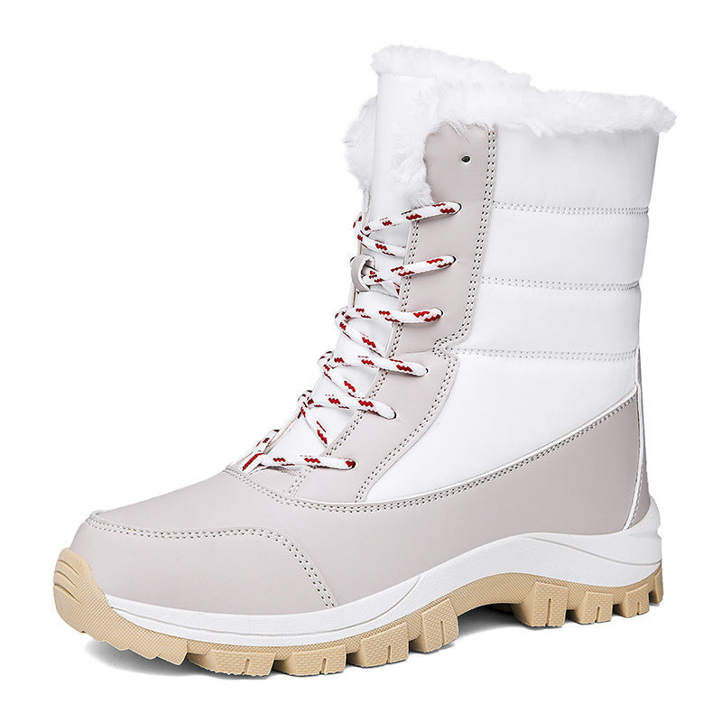 Velvet-Lined Warm Cotton Snow Boots - High Top Padded Winter Shoes