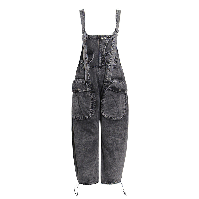 Women's Street-Style Tooling Overall Jeans with a Unique Design