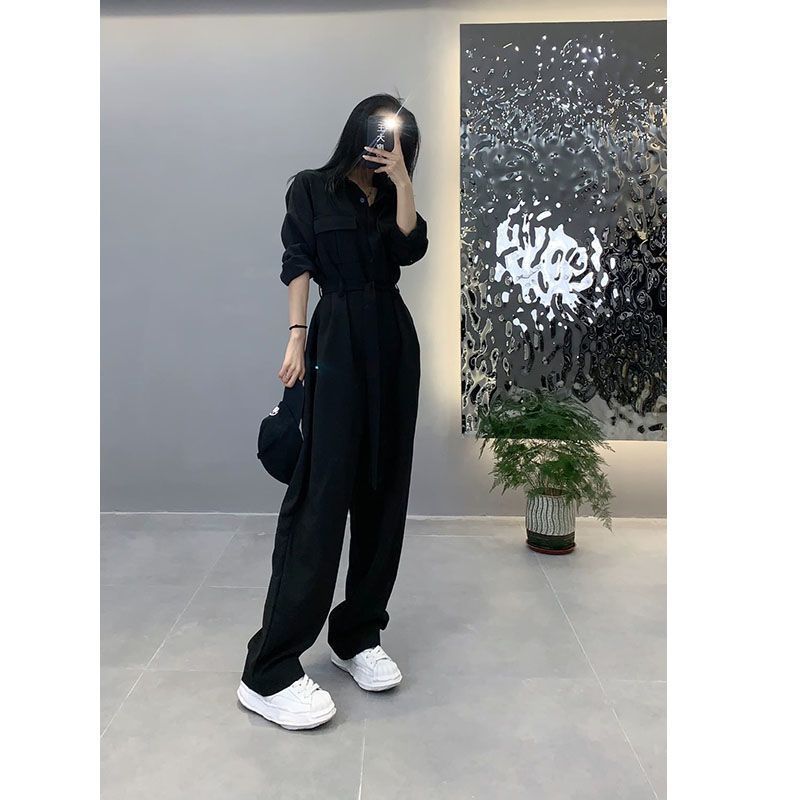 Trendy Loose-Fit Street Style One-Piece Jumpsuit – Casual and Fashionable Look