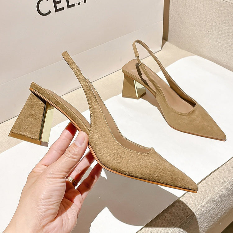 Pointed-Toe Suede Stiletto High Heel Pumps