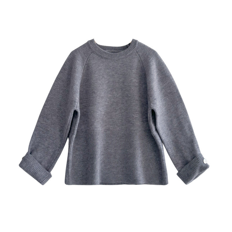 Gentle Solid Color Soft Pullover Sweater – Loose Fit & Slimming Top