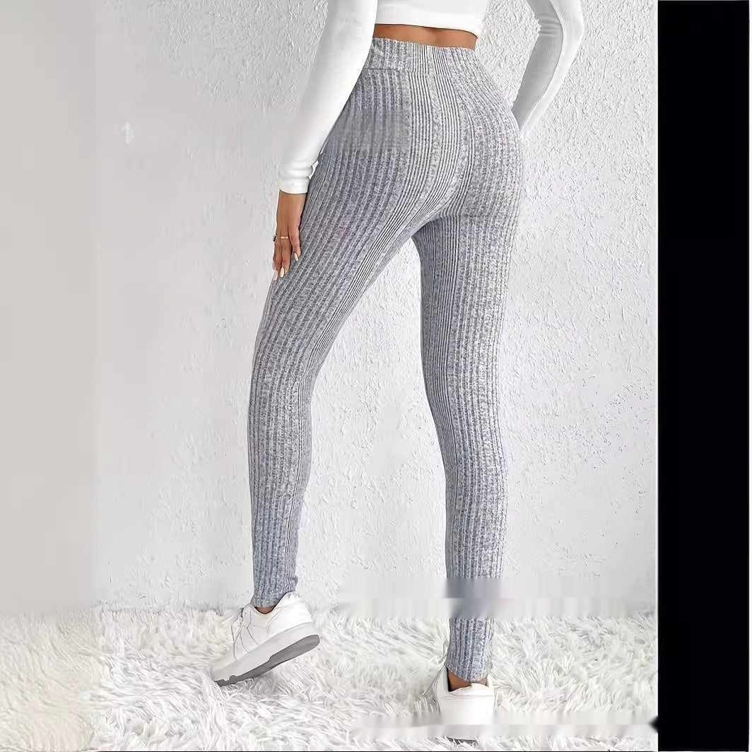 Slim-Fit Solid Color Bottoming Trousers