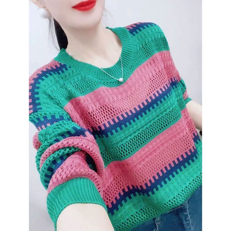 Rainbow Striped Sweater for Women – Spring and Autumn Style