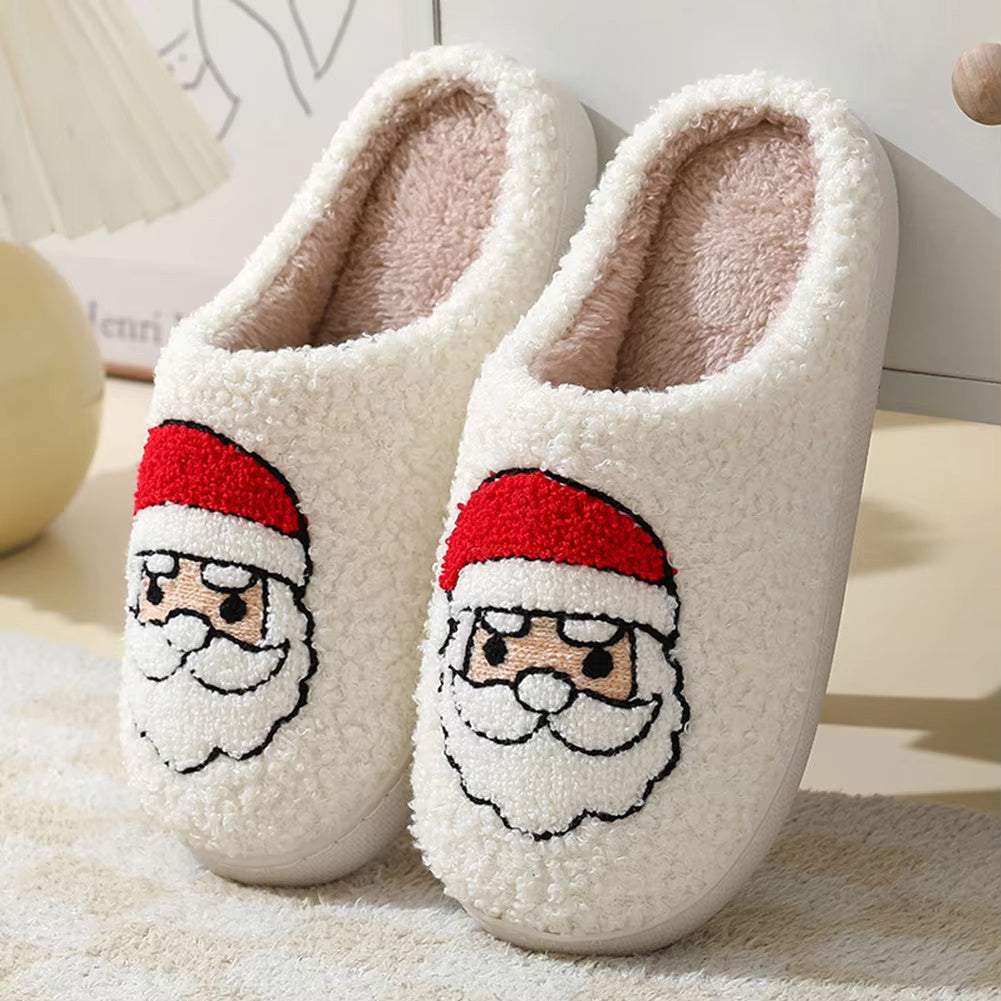 Christmas Reindeer Slippers for Women and Men – Cozy Fleece, Plush Slip-On, Non-Slip Wool-Lined