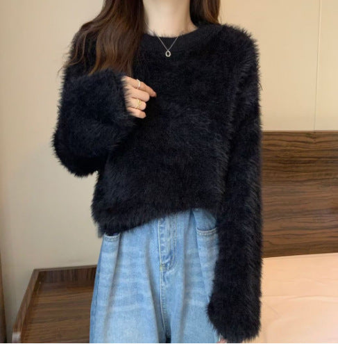 Women's Loose-Fit Mink-Like Wool Knitted Top