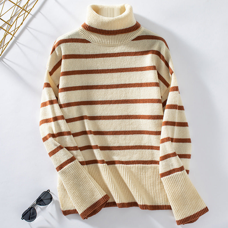 Women's Knitted Pullover Turtleneck Sweater for Autumn and Winter