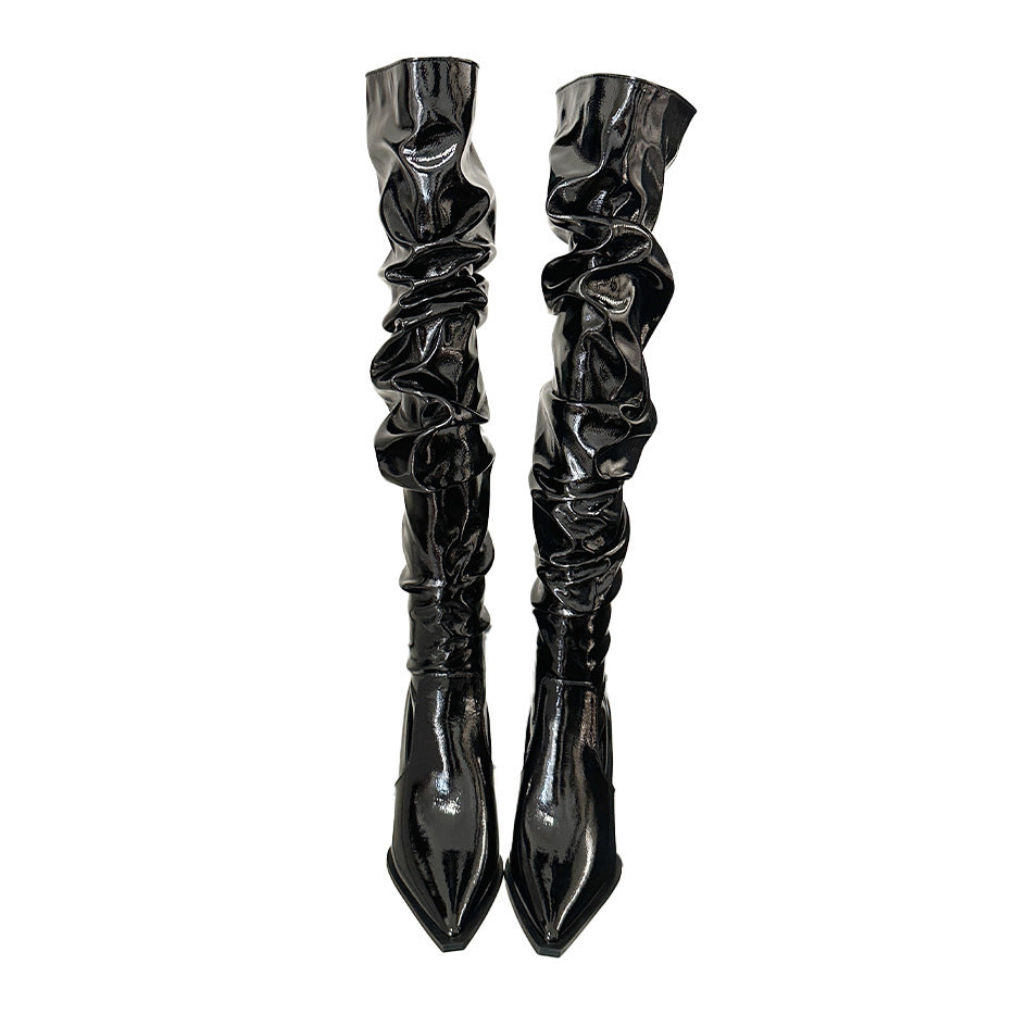 Autumn Stiletto Heel Over-the-Knee Boots with Pile Style High Heels