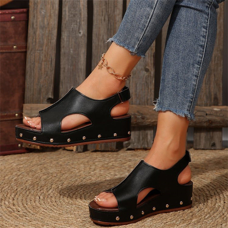 Women's Plus Size Platform Peep Toe Sandals