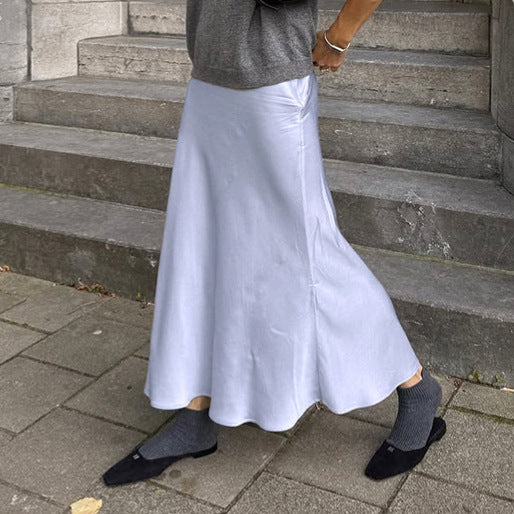 Women's Simple Slim Fit Long High Waist Skirt