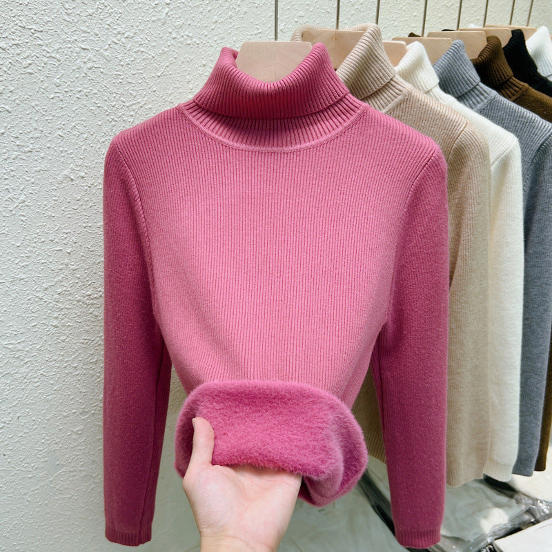 Fleece-Lined Thickened Turtleneck Sweater for Autumn and Winter – Slim Fit and Warm