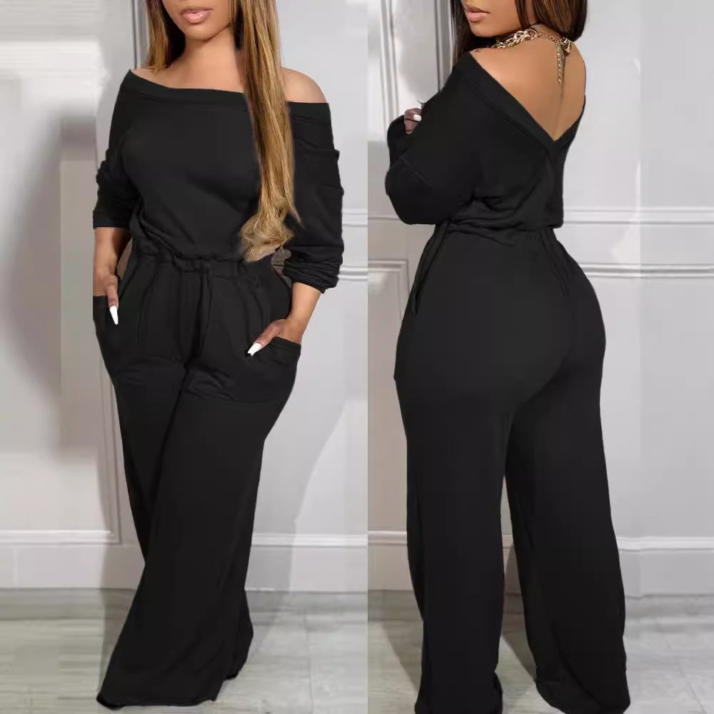 Ladies' Off-Shoulder Waist-Defined Jumpsuit