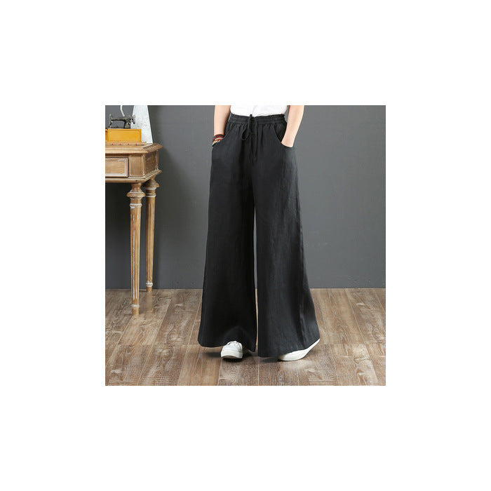 Linen Fabric Women's Casual Wide-Leg Yoga Pants