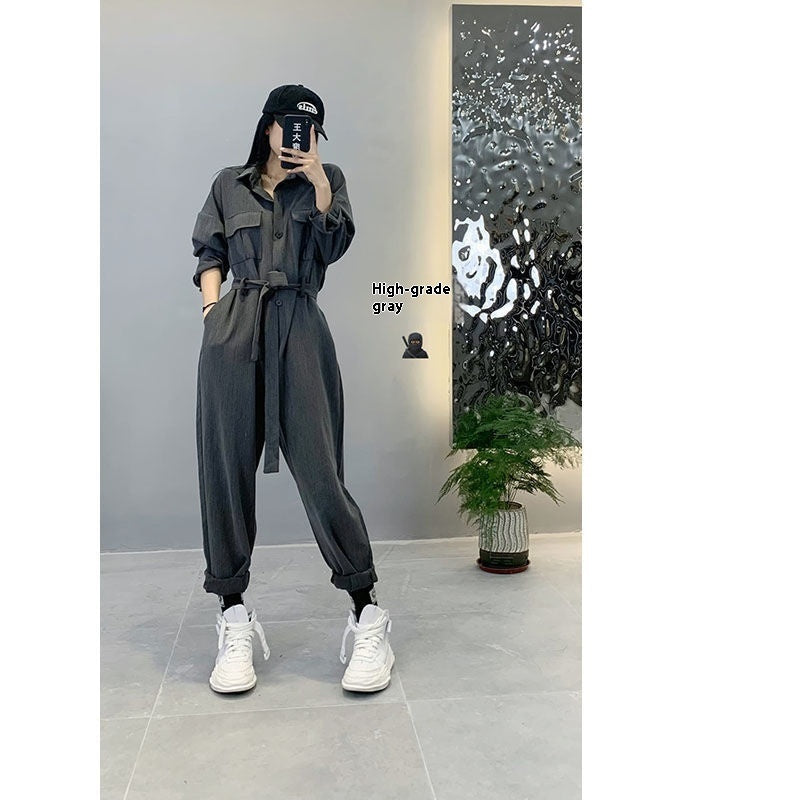 Trendy Loose-Fit Street Style One-Piece Jumpsuit – Casual and Fashionable Look