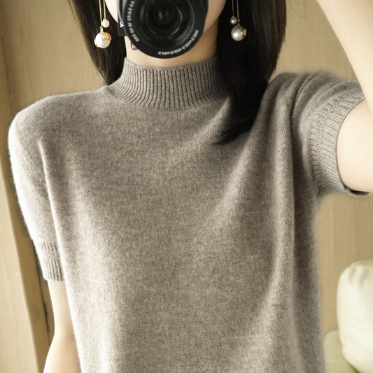 Women's Mock-Neck Mid-Length Sleeve Lightweight Sweater