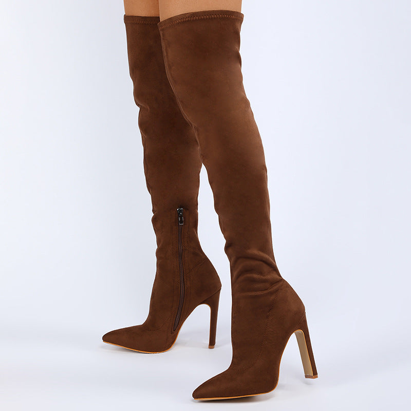 Women's Thick-Heeled Boots with Inner Zipper and Colorful Design