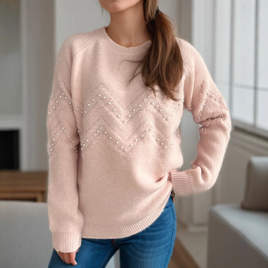 European and American Style Crew Neck Casual Long-Sleeved Sweater