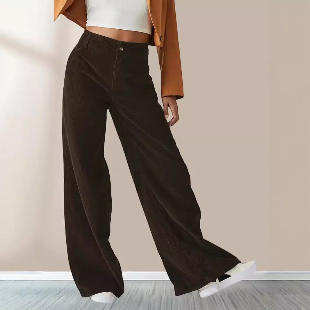 Women's High-Waist Dropped Casual Slimming Straight Pants