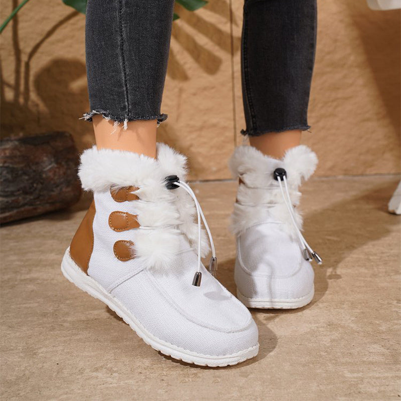 Women's Fashion Round-Toe Snow Boots – Winter Warm Plush Flat Cotton Shoes