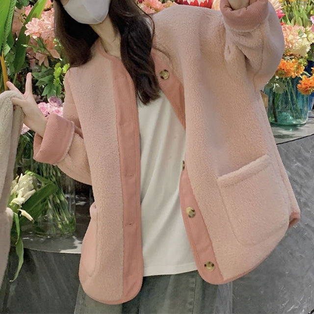 Vintage Wool Coat for Women Winter Loose Fit Casual Thickened