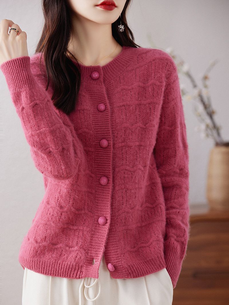 Women's New Round Neck Cardigan Sweater