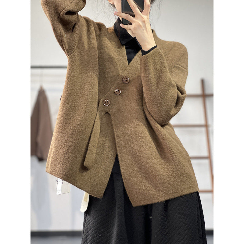 Women's Solid Color Simple Irregular Spliced Loose Jacket