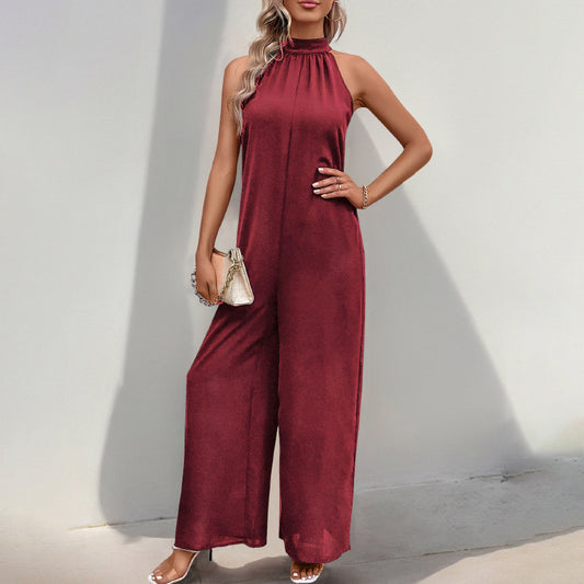 Fashion Halter Neck Straight Leg Jumpsuit