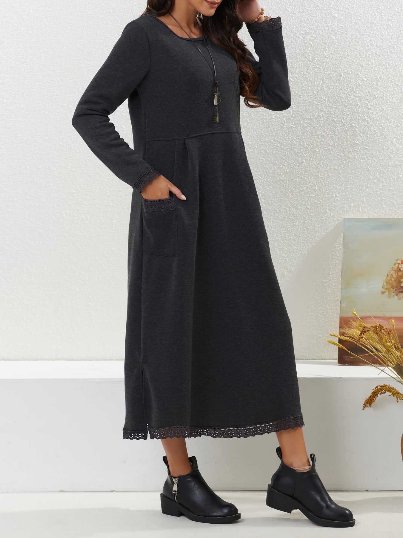 Women's Fashion Loose-Fit Fleece-Lined Casual Dress