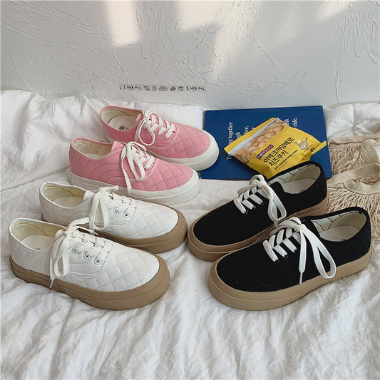 Flat-heeled Canvas Shoes for Women, Skin Tone Color, Casual Style for Students