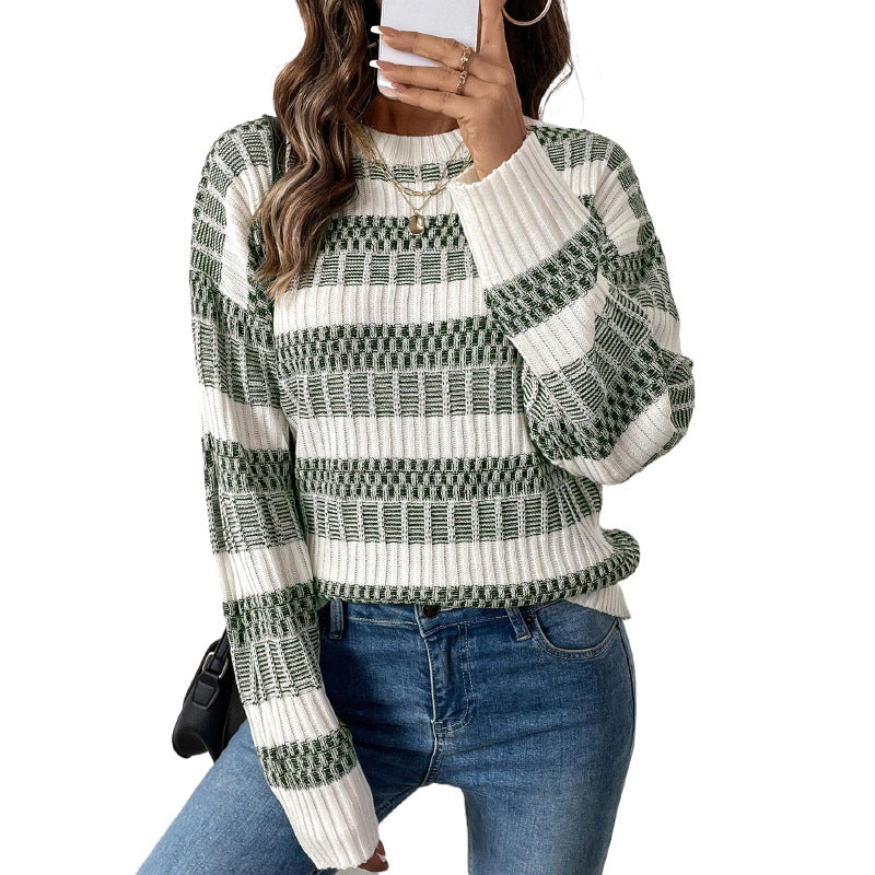 New Autumn & Winter Casual Striped Contrast Color Sweater