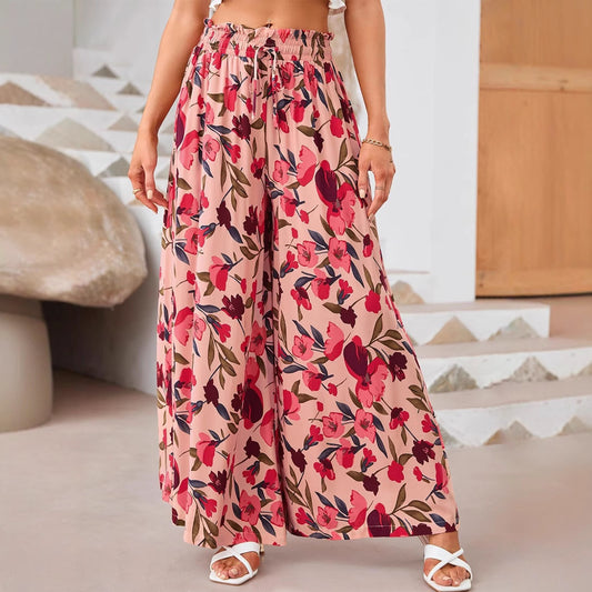 Printed Casual Comfortable Wide-Leg Trousers