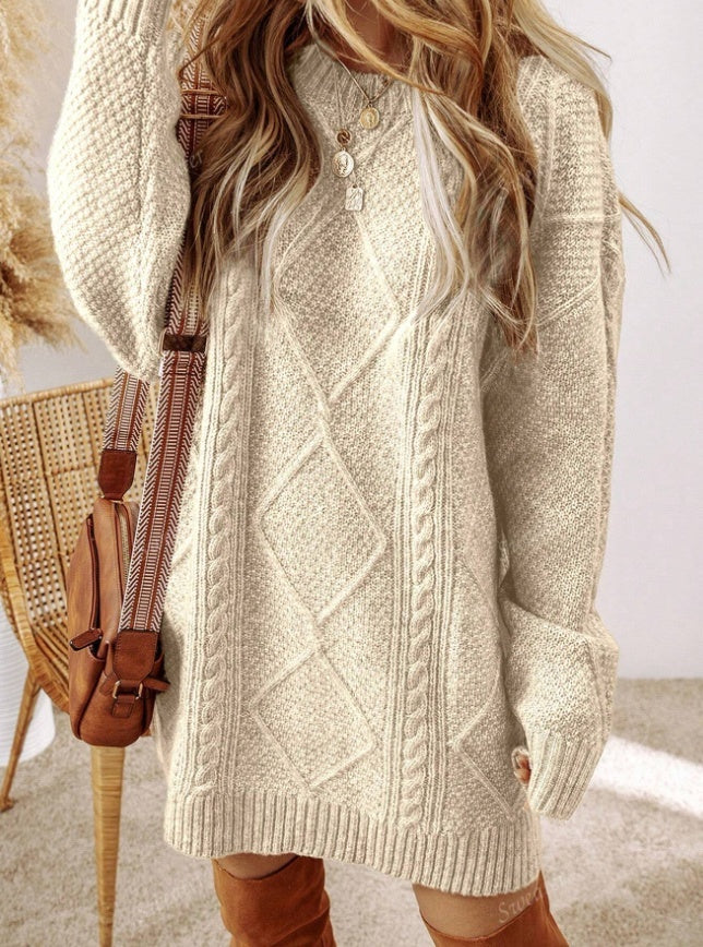 Winter Loose-Fit Sweater Dress – Cozy and Effortless Lazy Style